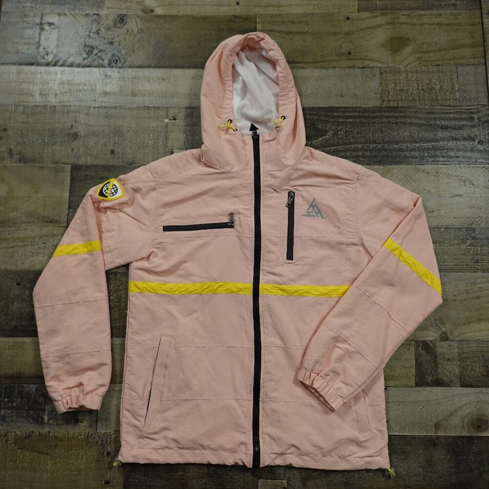 Hypland Pink & Yellow Nylon Hooded Windbreaker Jacket Men’s Small